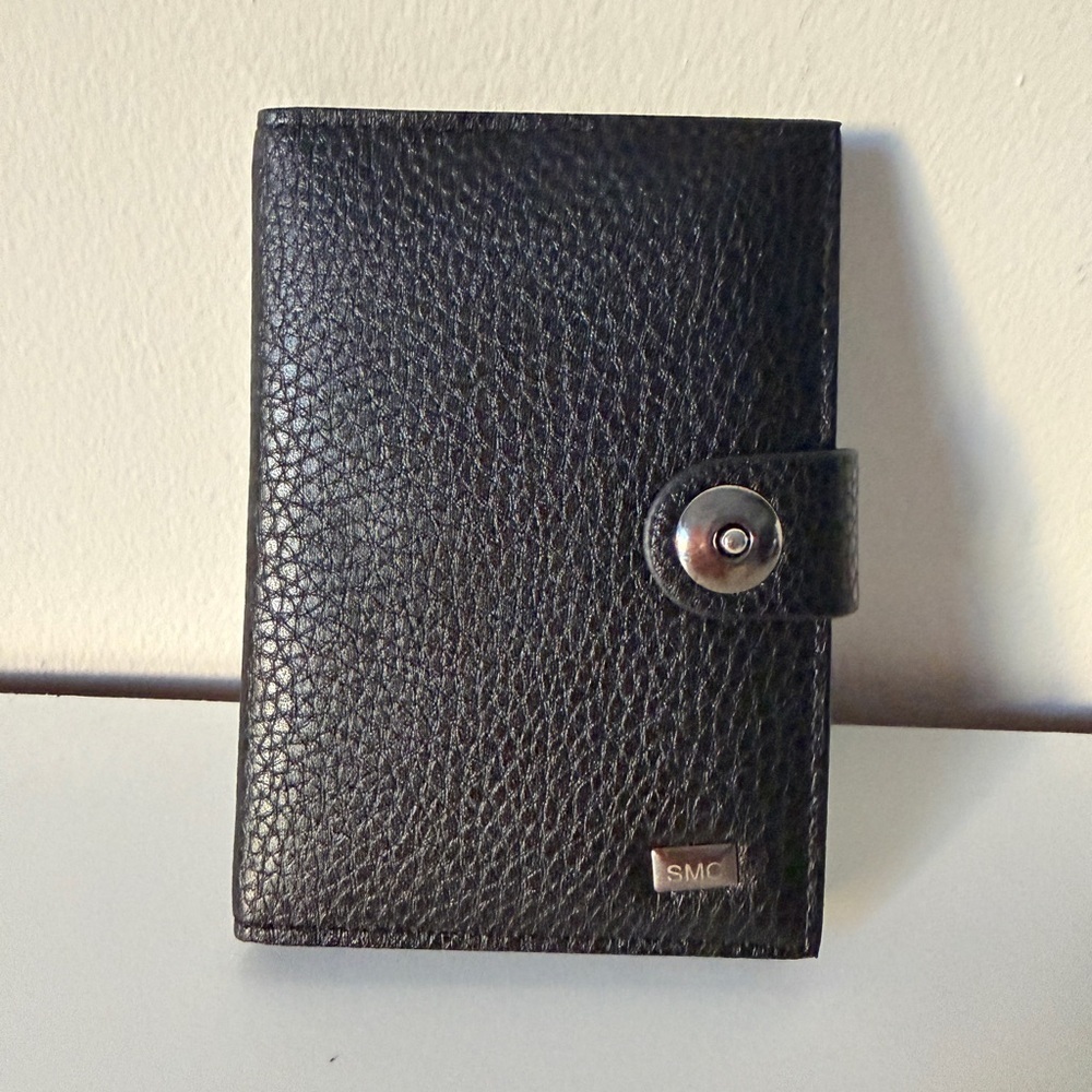 Black Faux Leather Wallet Snap Closure Compact Card Holder